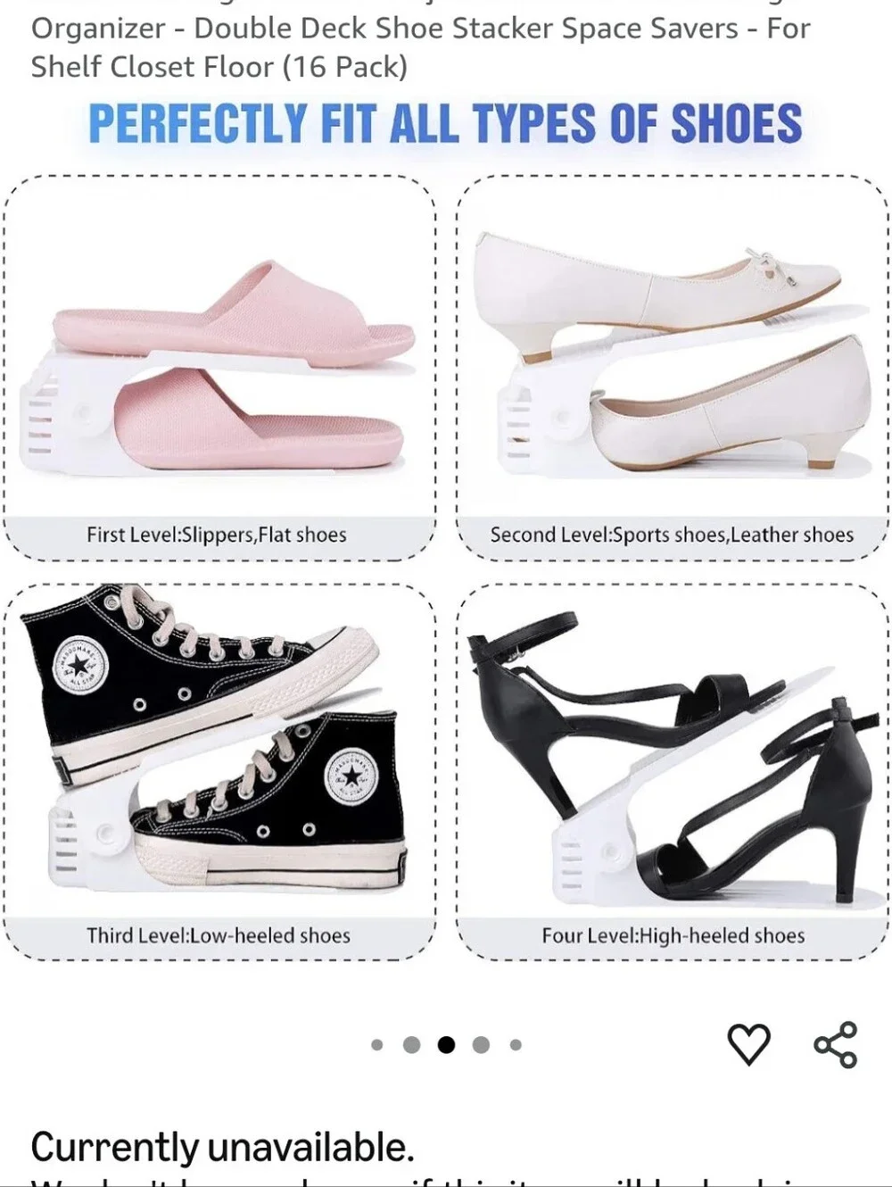12 White plastic shoe organizers for closets